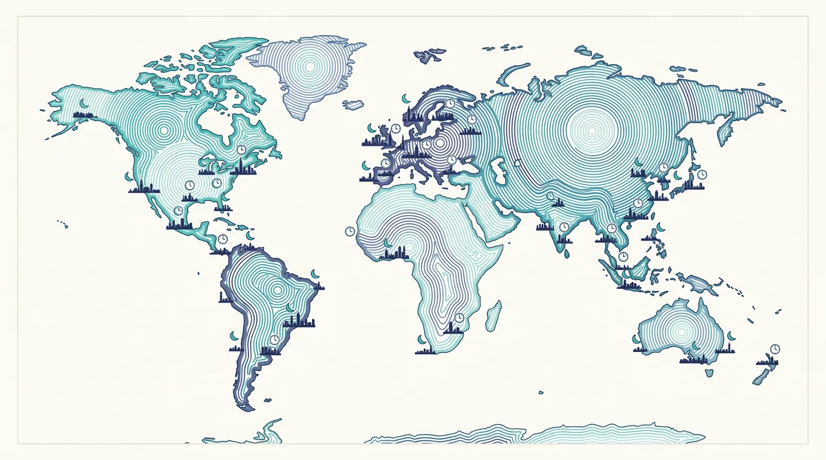 Illustration of residential noise regulation and quiet hours around the world